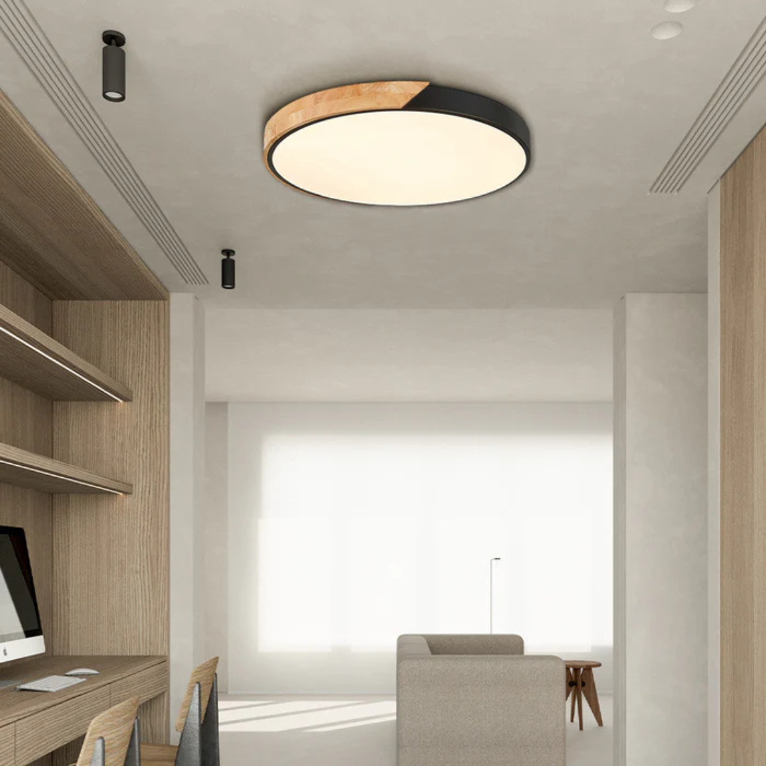 Colora | Rund Loftlampe i Træ med LED