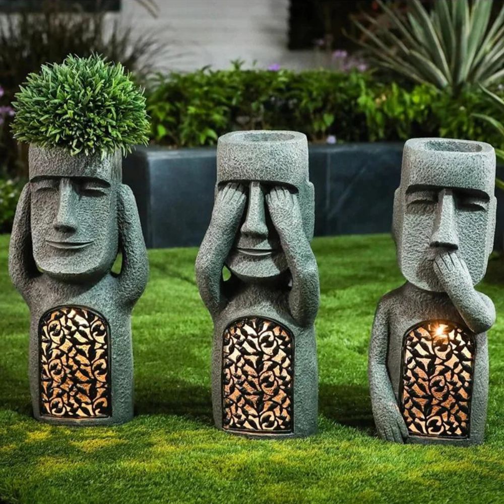 Moanova | Moai Havefigur med LED