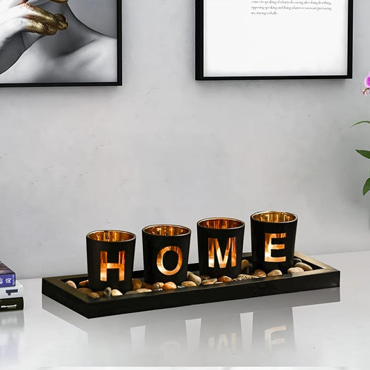 Lunara | Lysestage med HOME-bogstaver & Stenbakke