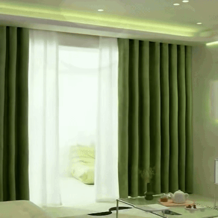 Aveline | Velvet Gardiner med Fjer Mønster