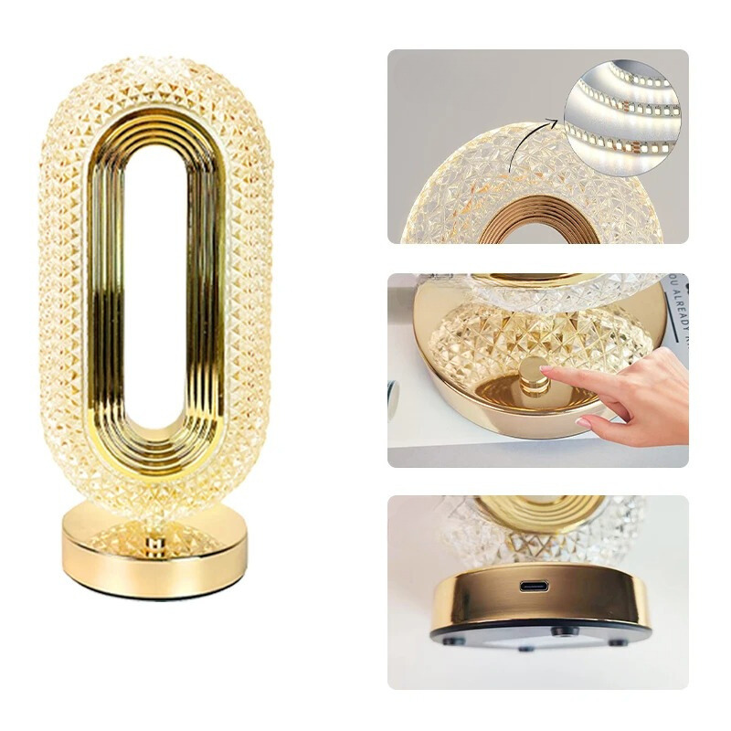 Lustera | Oval Krystallampe LED Bordlampe