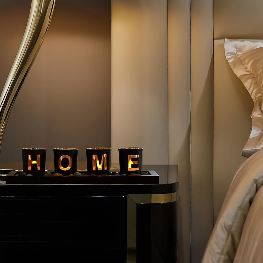 Lunara | Lysestage med HOME-bogstaver & Stenbakke
