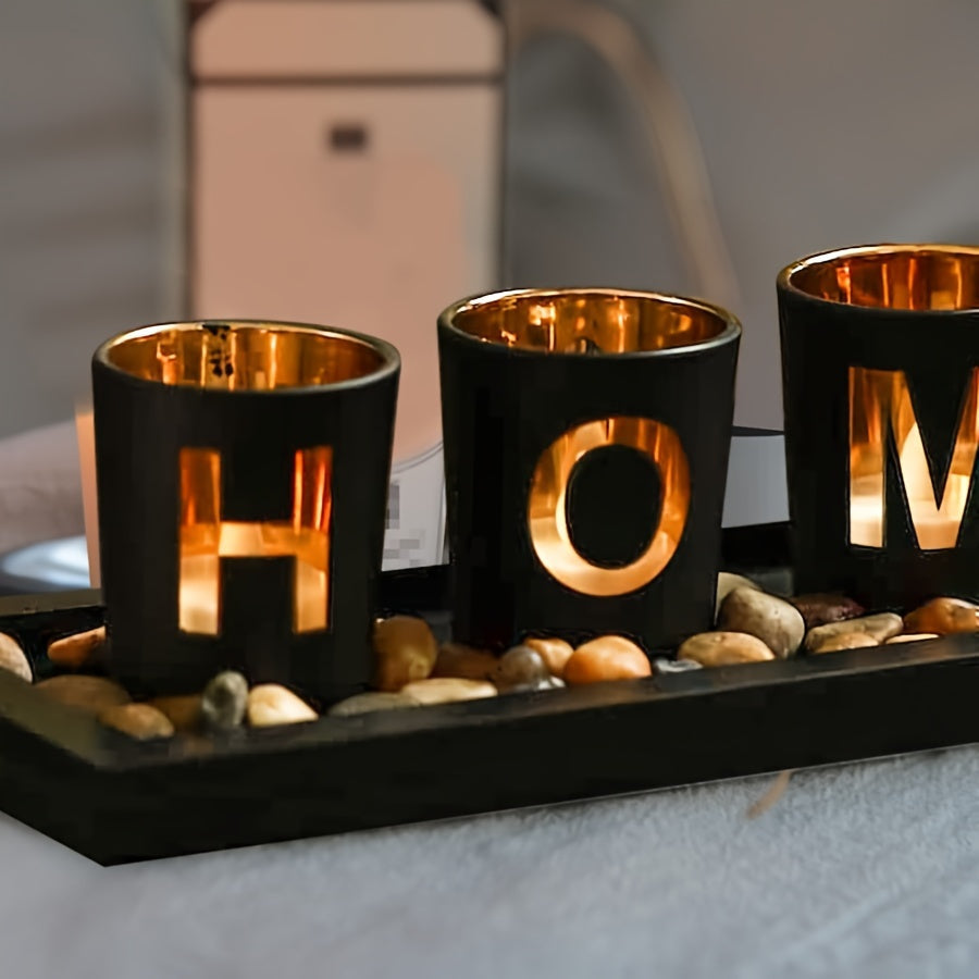 Lunara | Lysestage med HOME-bogstaver & Stenbakke