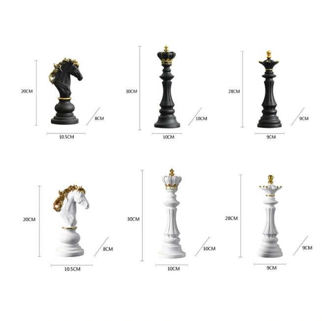 Regalis | Skakbrikker Dekoration i Hvid & Guld