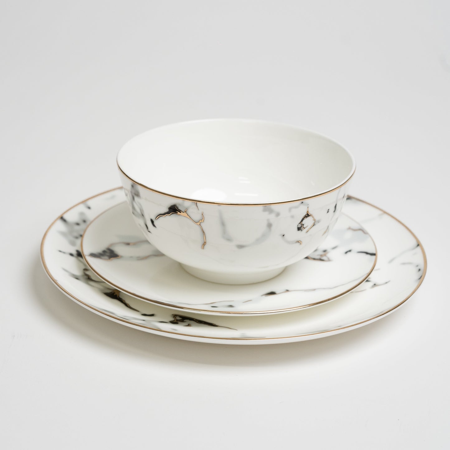 Aurora | Marmerlook Serviessæt Porcelæn