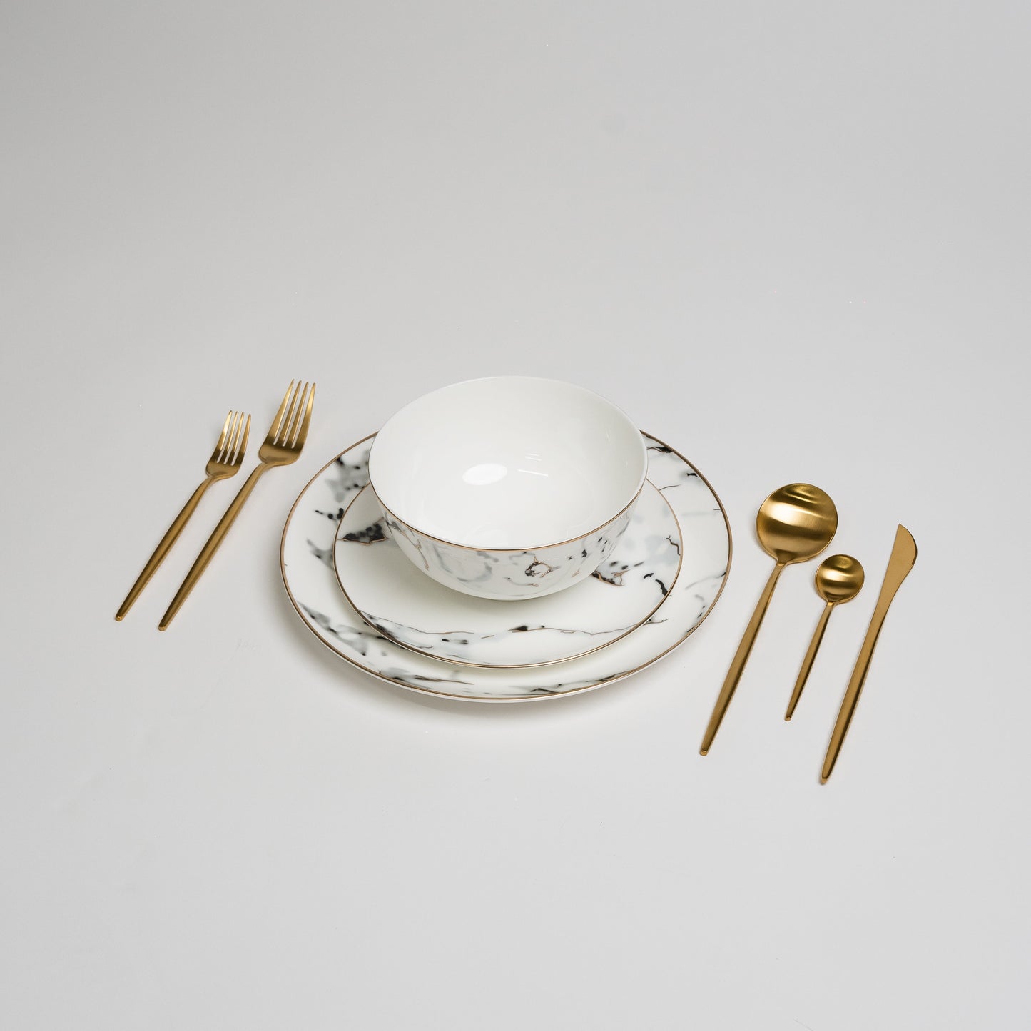 Aurora | Marmerlook Serviessæt Porcelæn