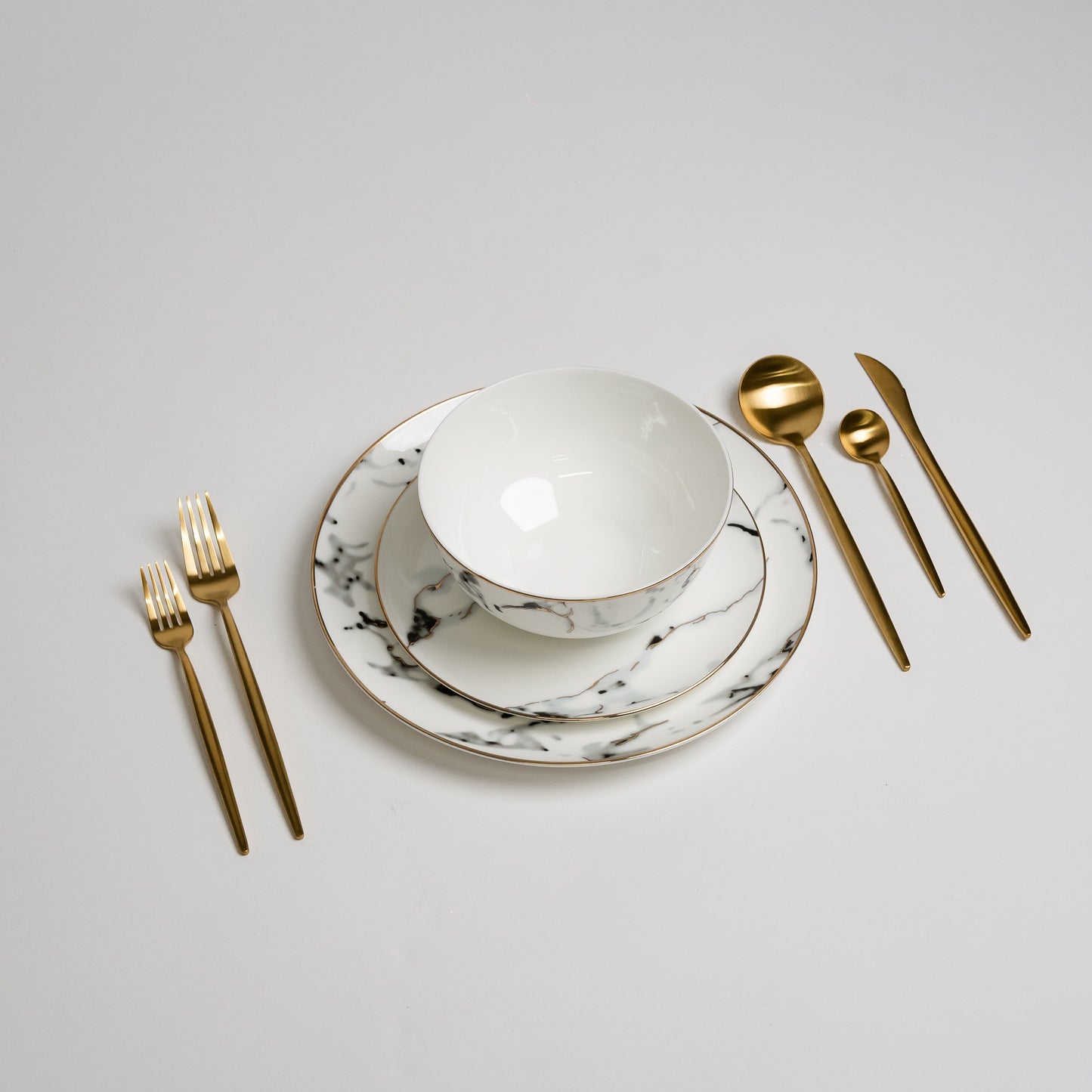 Aurora | Marmerlook Serviessæt Porcelæn