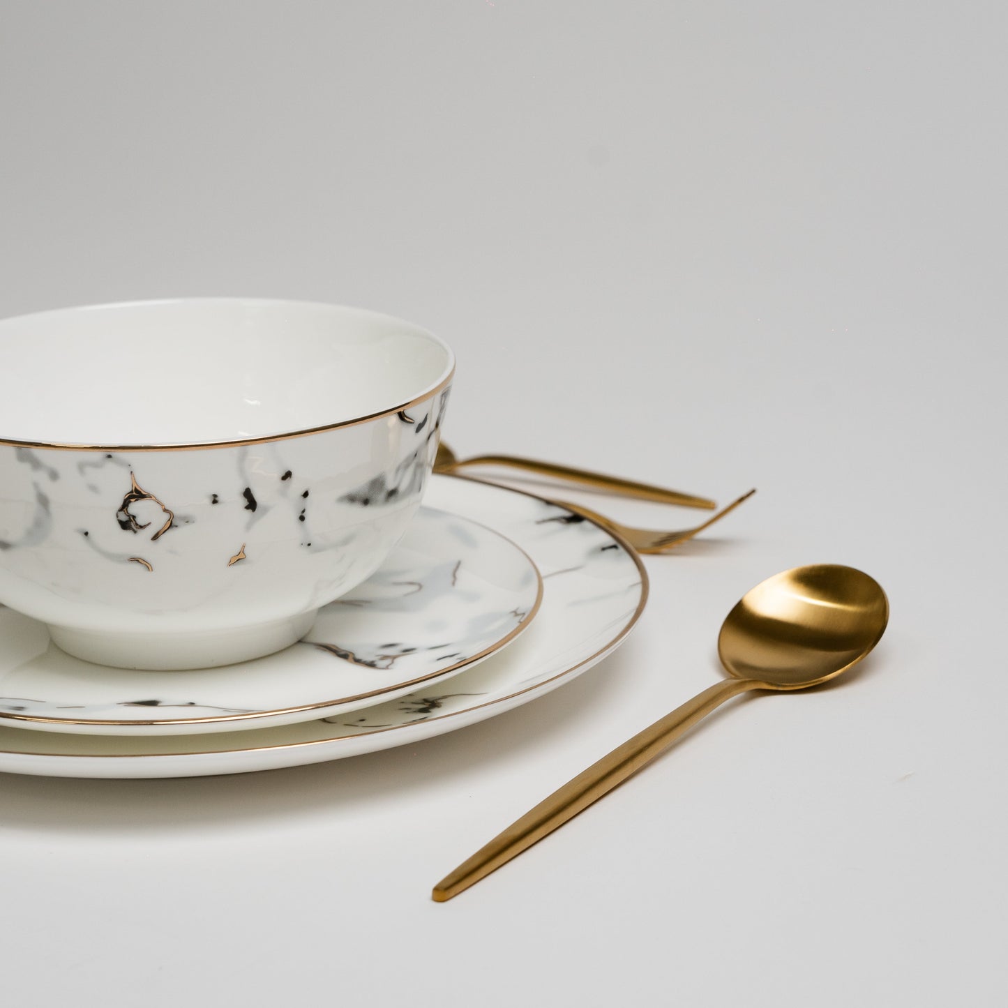 Aurora | Marmerlook Serviessæt Porcelæn