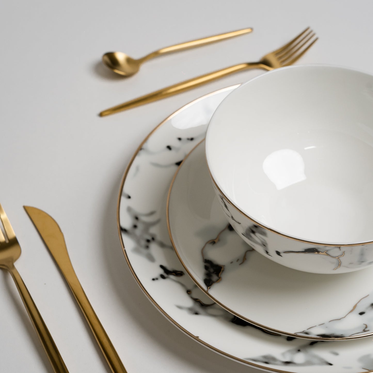 Aurora | Marmerlook Serviessæt Porcelæn