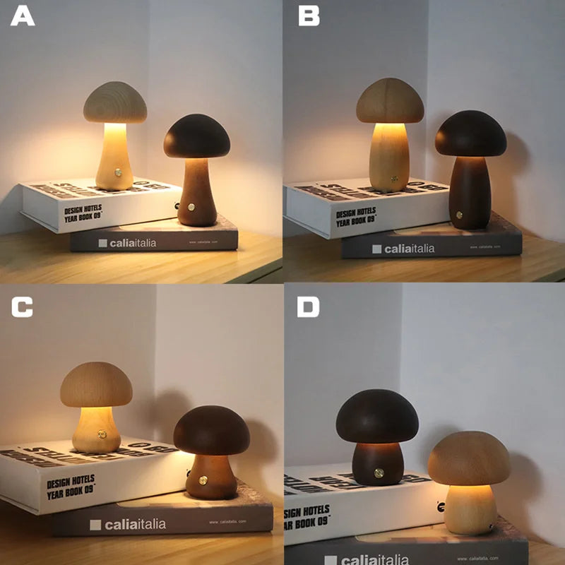MushLume | Træ LED Bordlampe