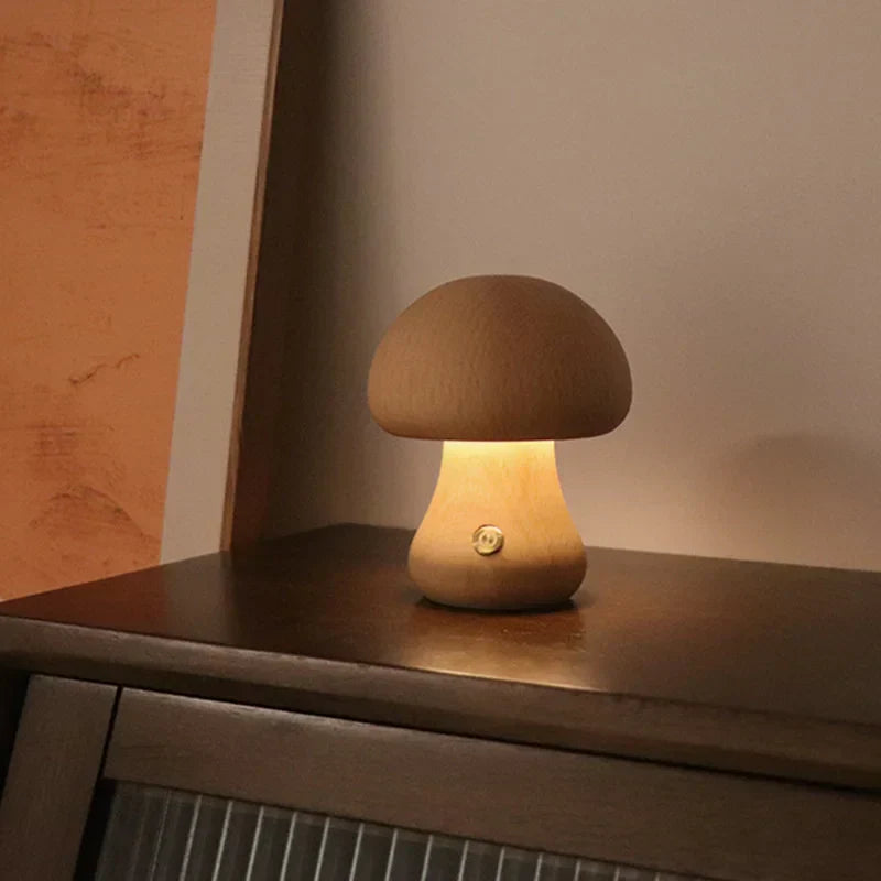 MushLume | Træ LED Bordlampe