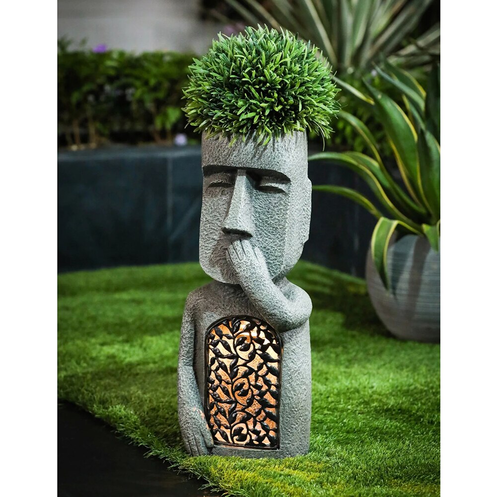 Moanova | Moai Havefigur med LED