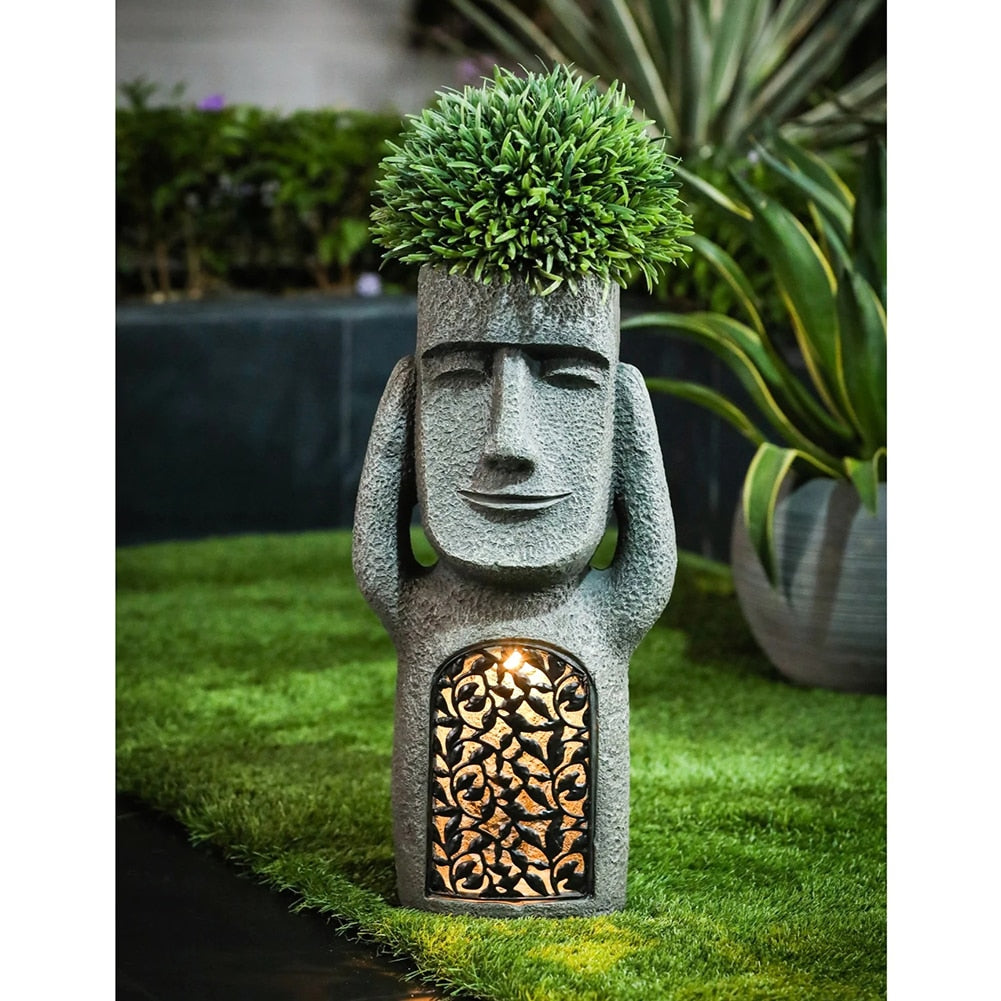 Moanova | Moai Havefigur med LED