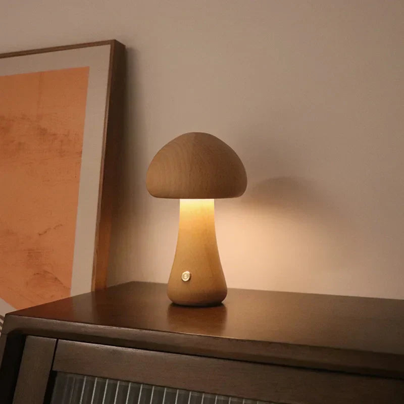 MushLume | Træ LED Bordlampe