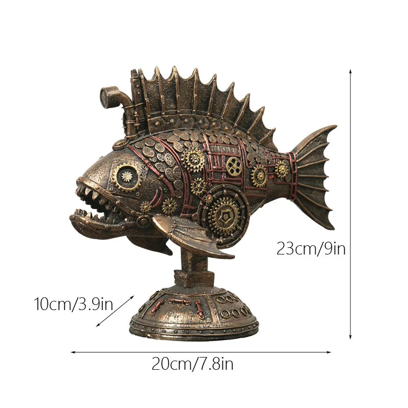 Aetheris | Steampunk Fisk Skulptur Mekanisk