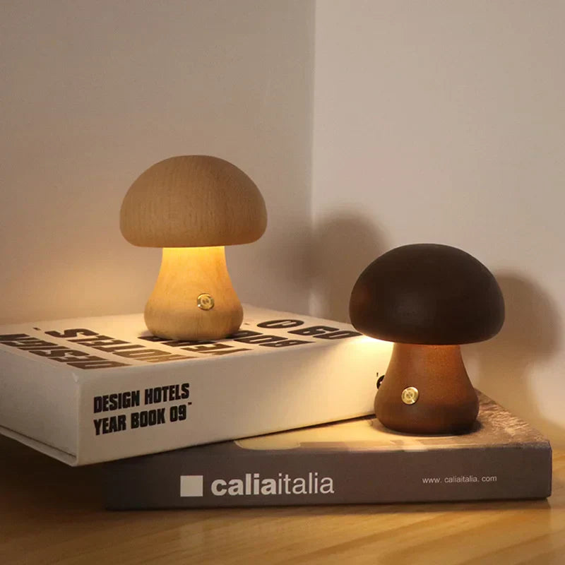 MushLume | Træ LED Bordlampe