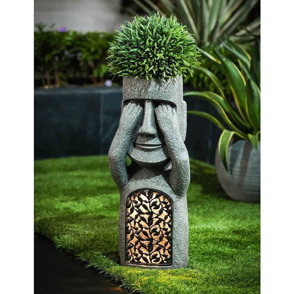 Moanova | Moai Havefigur med LED