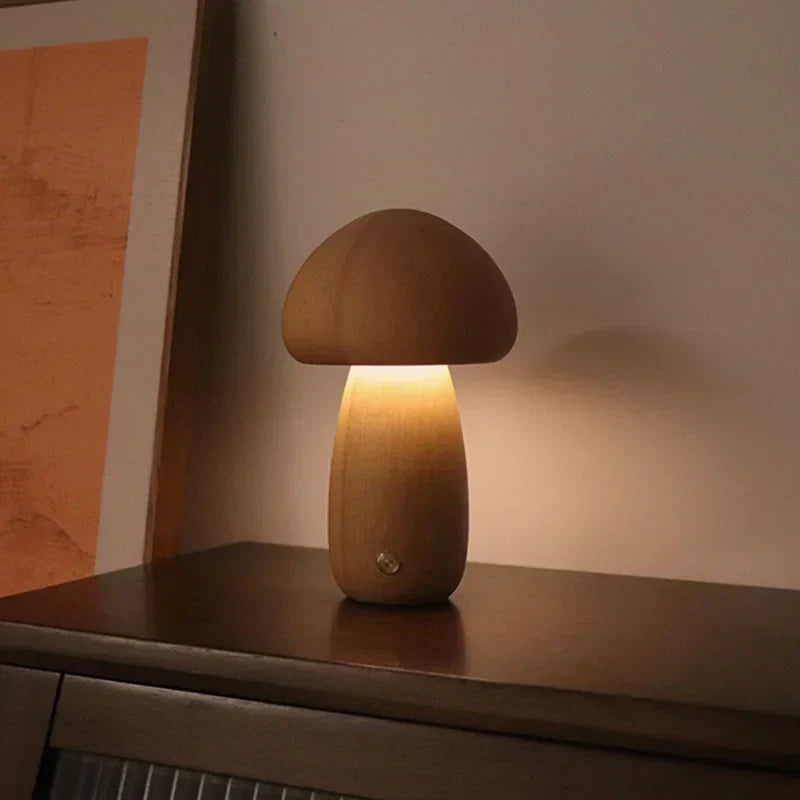 MushLume | Træ LED Bordlampe