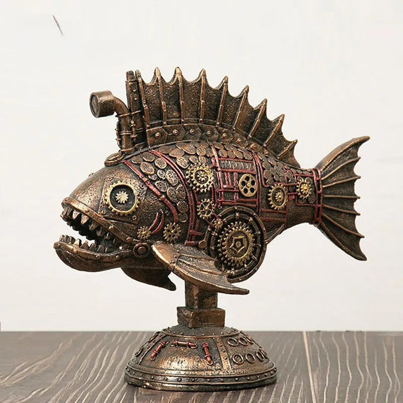 Aetheris | Steampunk Fisk Skulptur Mekanisk