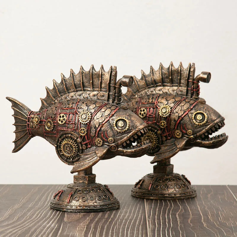 Aetheris | Steampunk Fisk Skulptur Mekanisk