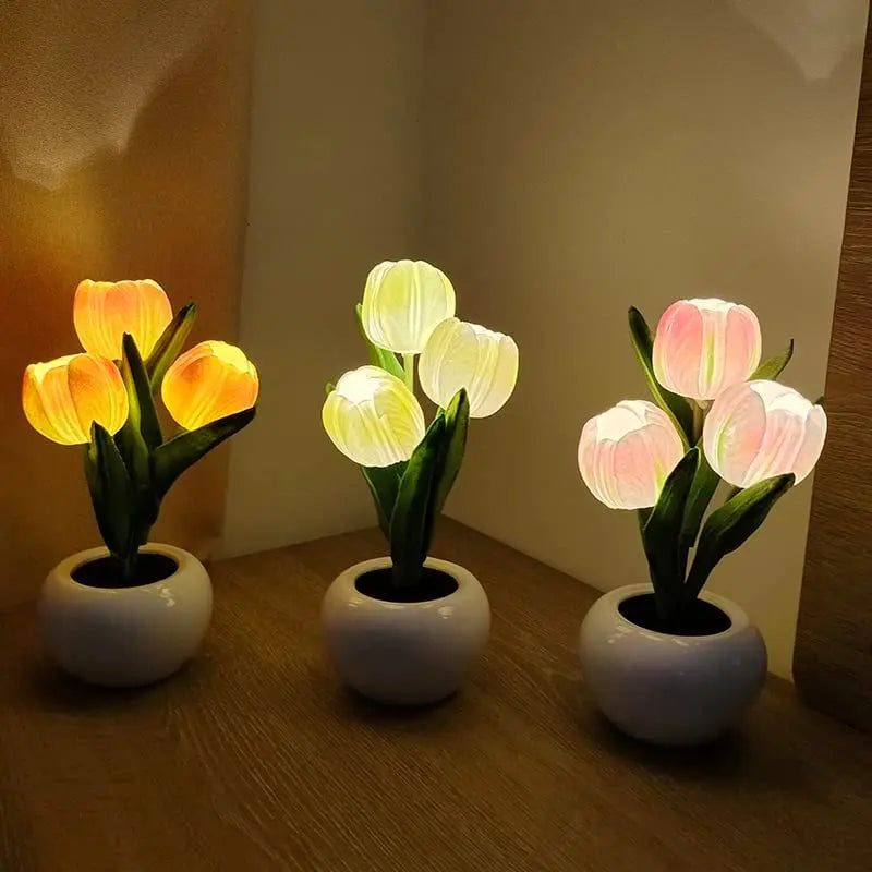 Tulumi | LED Tulipan Natlampe i Krukke