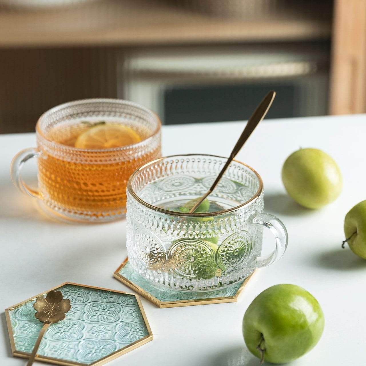 Vintessa | Graverede Glas Krus med Håndtag