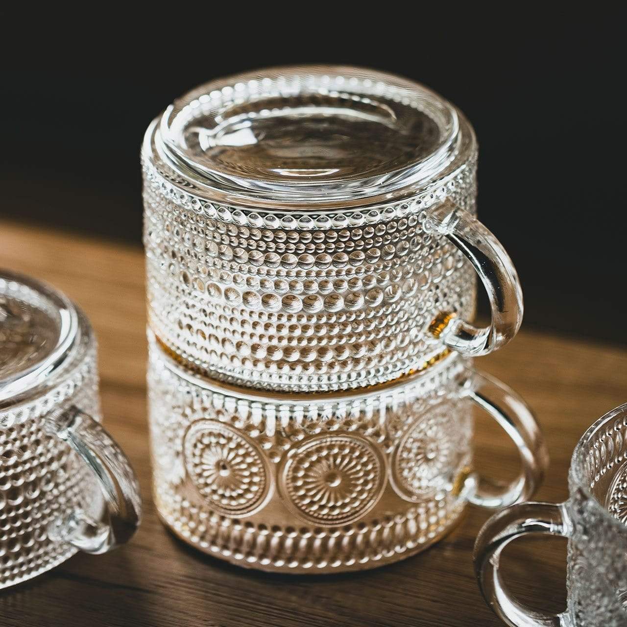 Vintessa | Graverede Glas Krus med Håndtag