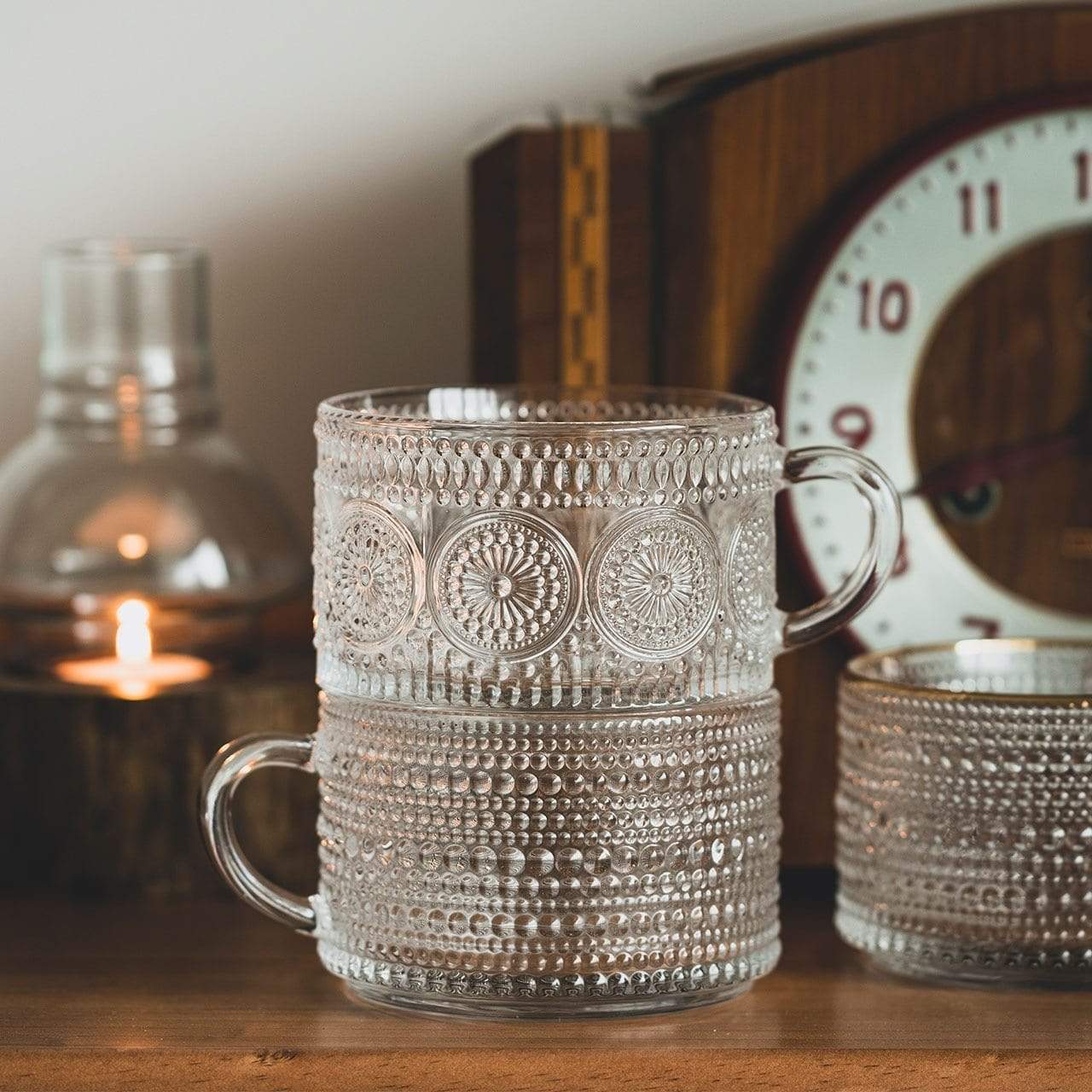 Vintessa | Graverede Glas Krus med Håndtag