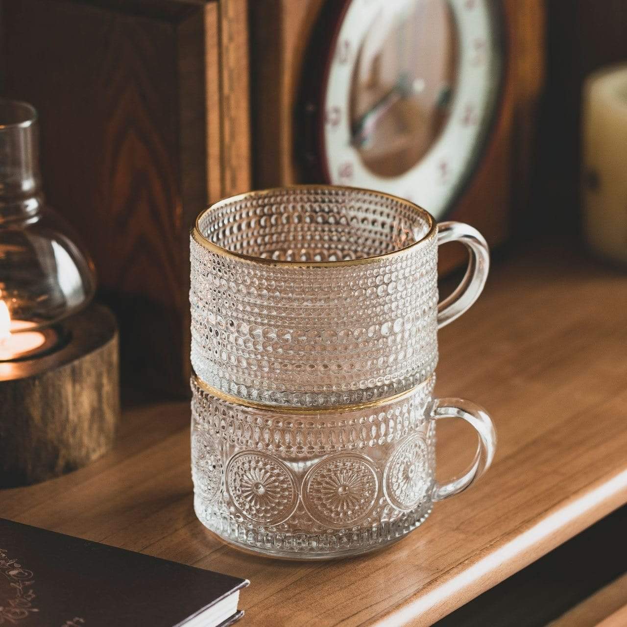 Vintessa | Graverede Glas Krus med Håndtag