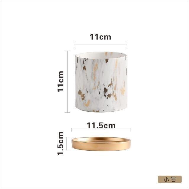 Marbela | Marmor Urtepotte med Guldfod Elegant