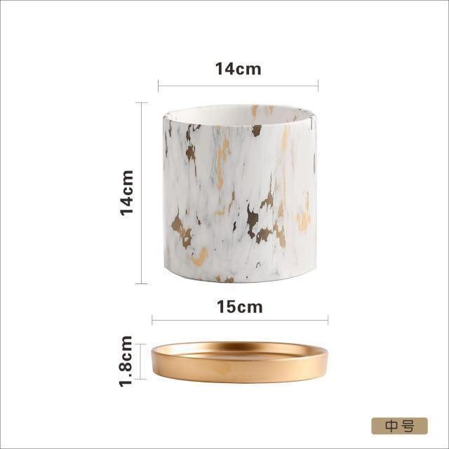 Marbela | Marmor Urtepotte med Guldfod Elegant