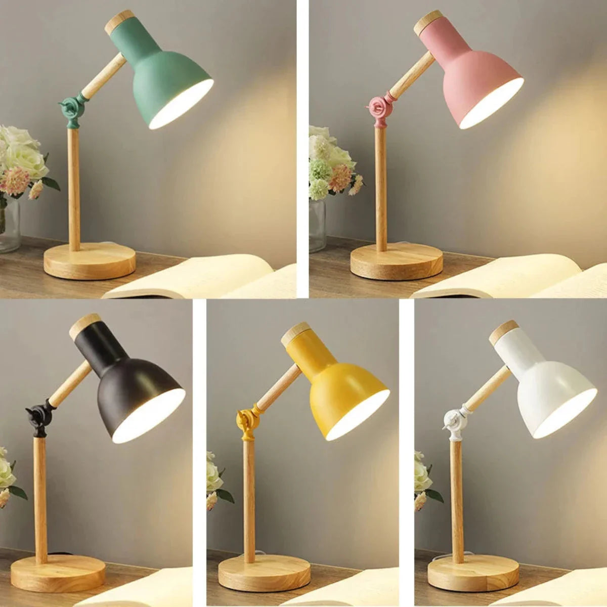 Nordis | Højbar Træ Skrivebordslampe