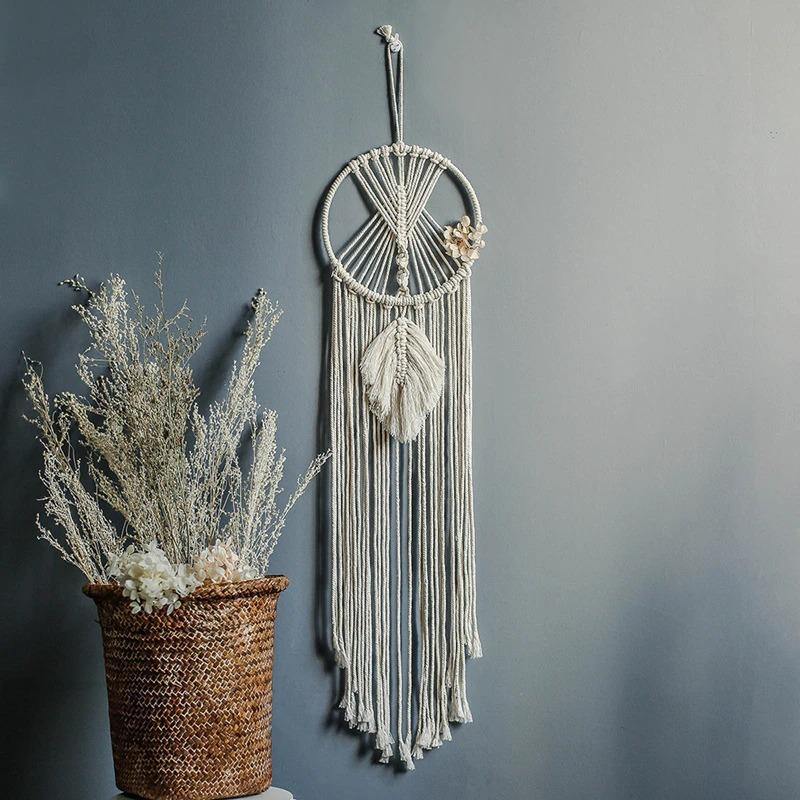 Selunea | Macramé Vægdekoration Måne & Stjerne med LED