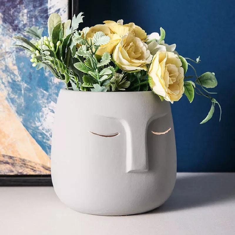 Visagio | Keramisk Krukke med Ansigt i Moderne Stil