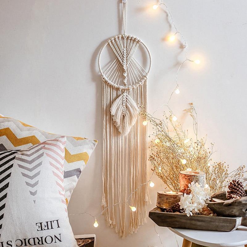 Selunea | Macramé Vægdekoration Måne & Stjerne med LED