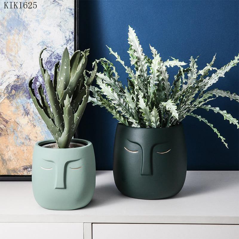 Visagio | Keramisk Krukke med Ansigt i Moderne Stil