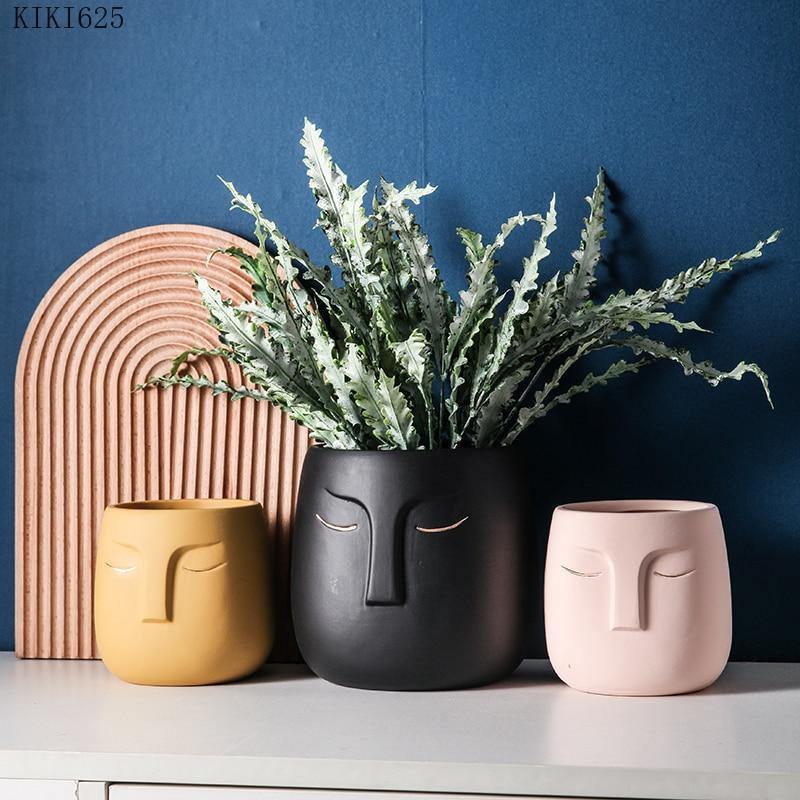 Visagio | Keramisk Krukke med Ansigt i Moderne Stil
