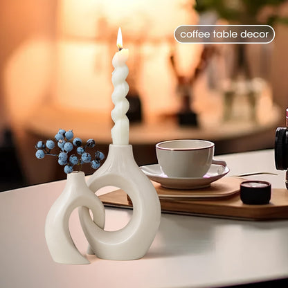 Sorella | Keramisk Lysestage & Vase Sæt