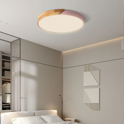 Colora | Rund Loftlampe i Træ med LED