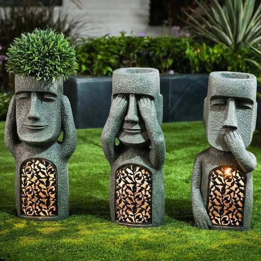 Moanova | Moai Havefigur med LED
