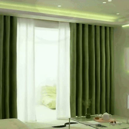 Aveline | Velvet Gardiner med Fjer Mønster