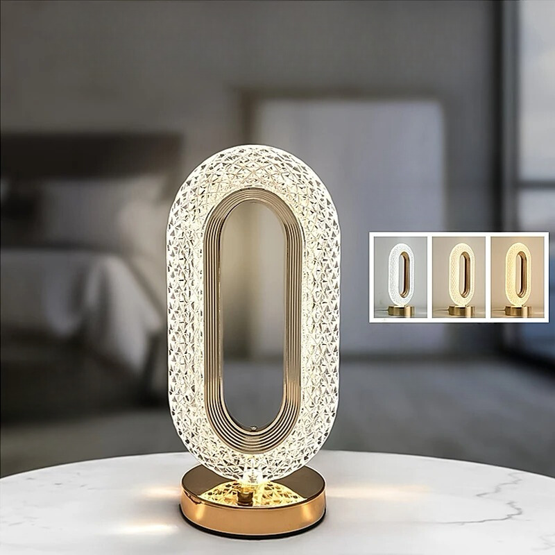 Lustera | Oval Krystallampe LED Bordlampe