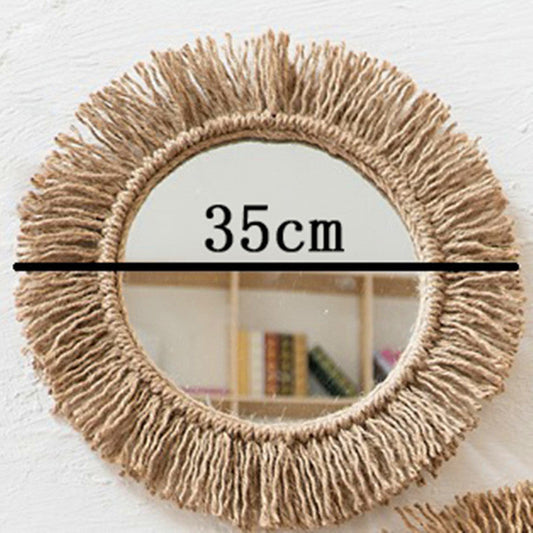 Solvinda | Rund Boho Spejl med Jutekant