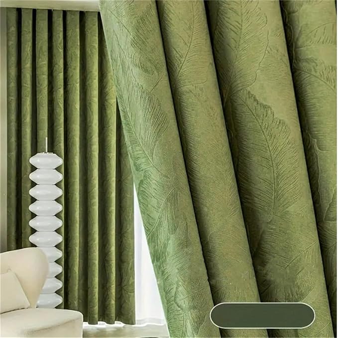 Aveline | Velvet Gardiner med Fjer Mønster