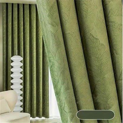 Aveline | Velvet Gardiner med Fjer Mønster