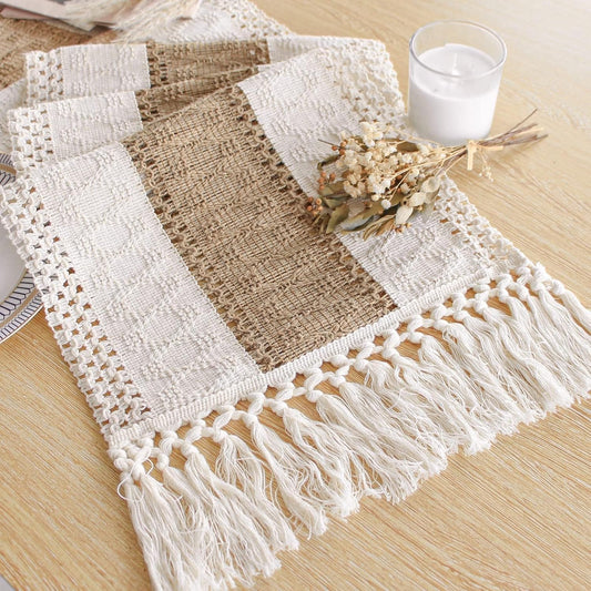 Linjora | Boho Bordløber i Jute & Bomuld