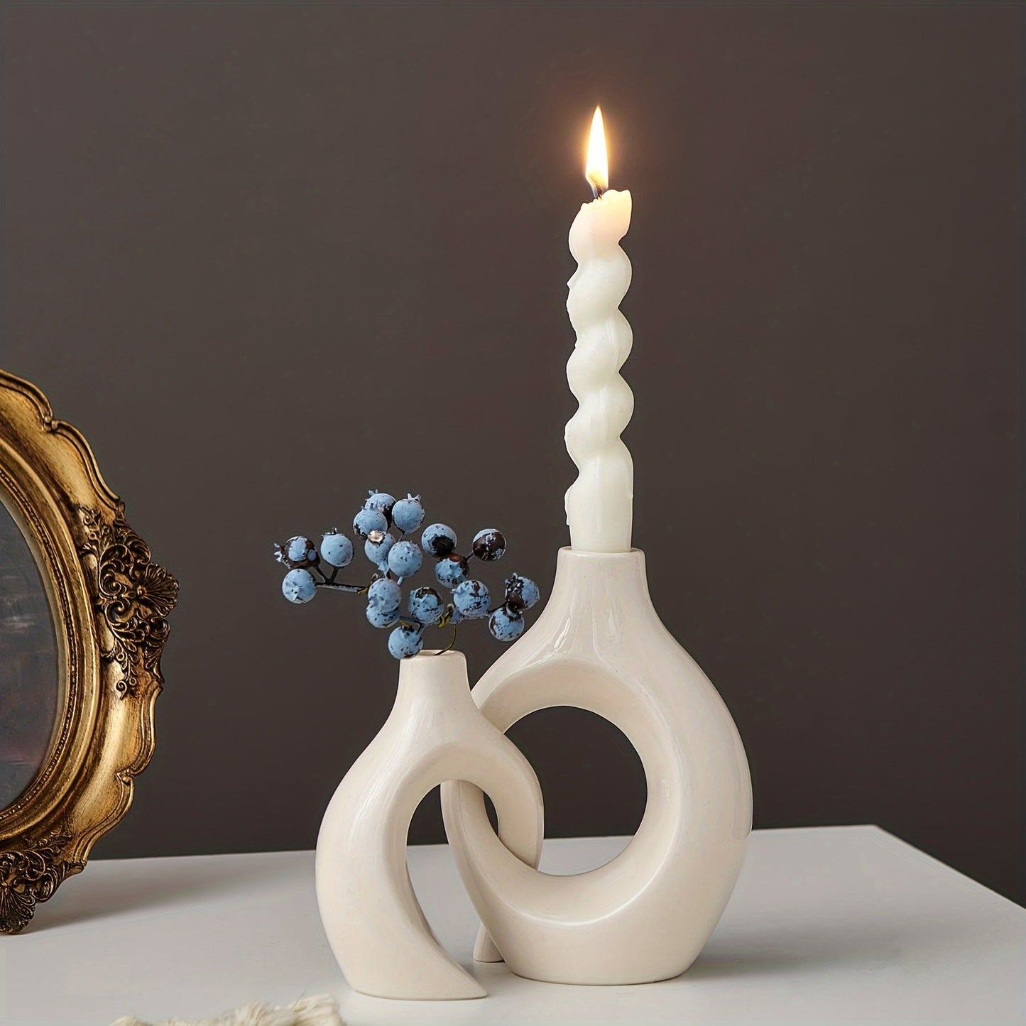 Sorella | Keramisk Lysestage & Vase Sæt