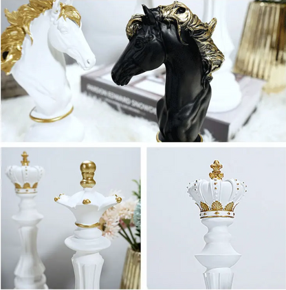 Regalis | Skakbrikker Dekoration i Hvid & Guld