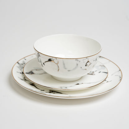 Aurora | Marmerlook Serviessæt Porcelæn