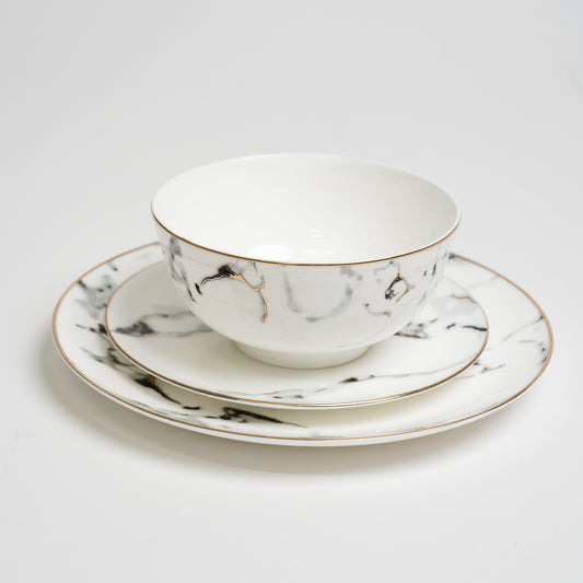 Aurora | Marmerlook Serviessæt Porcelæn